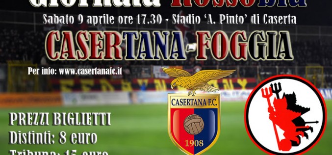 Casertana-Foggia: indetta la ‘Giornata Rossoblu’