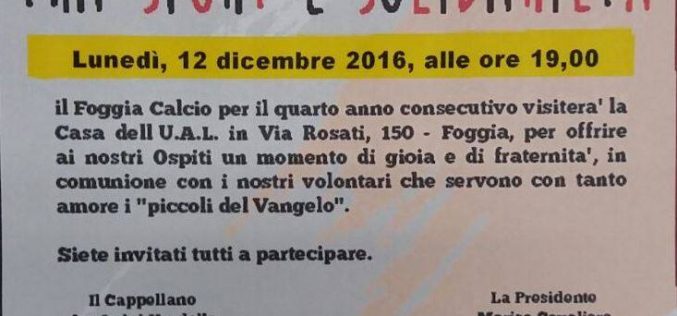 Foggia Calcio, appuntamento con la solidarietà all’UAL