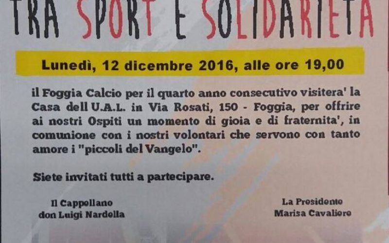 Foggia Calcio, appuntamento con la solidarietà all’UAL