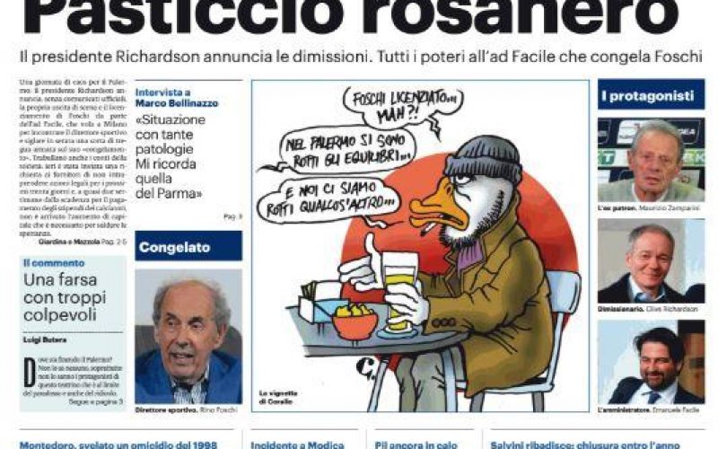 QUI PALERMO – <i>Giornale di Sicilia</i> sul caos societario: “Pasticcio rosanero”